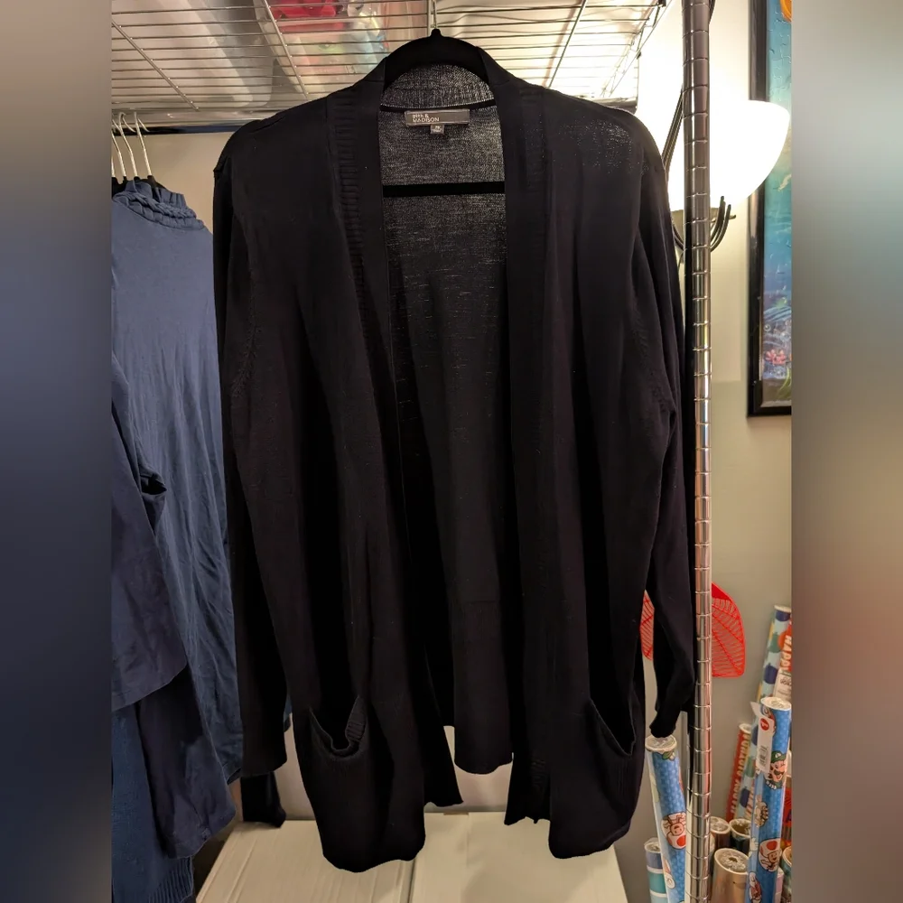 89th & Madison Midnight Blue Long Sleeve Open Front Cardigan Size 2X - Picture 1 of 10